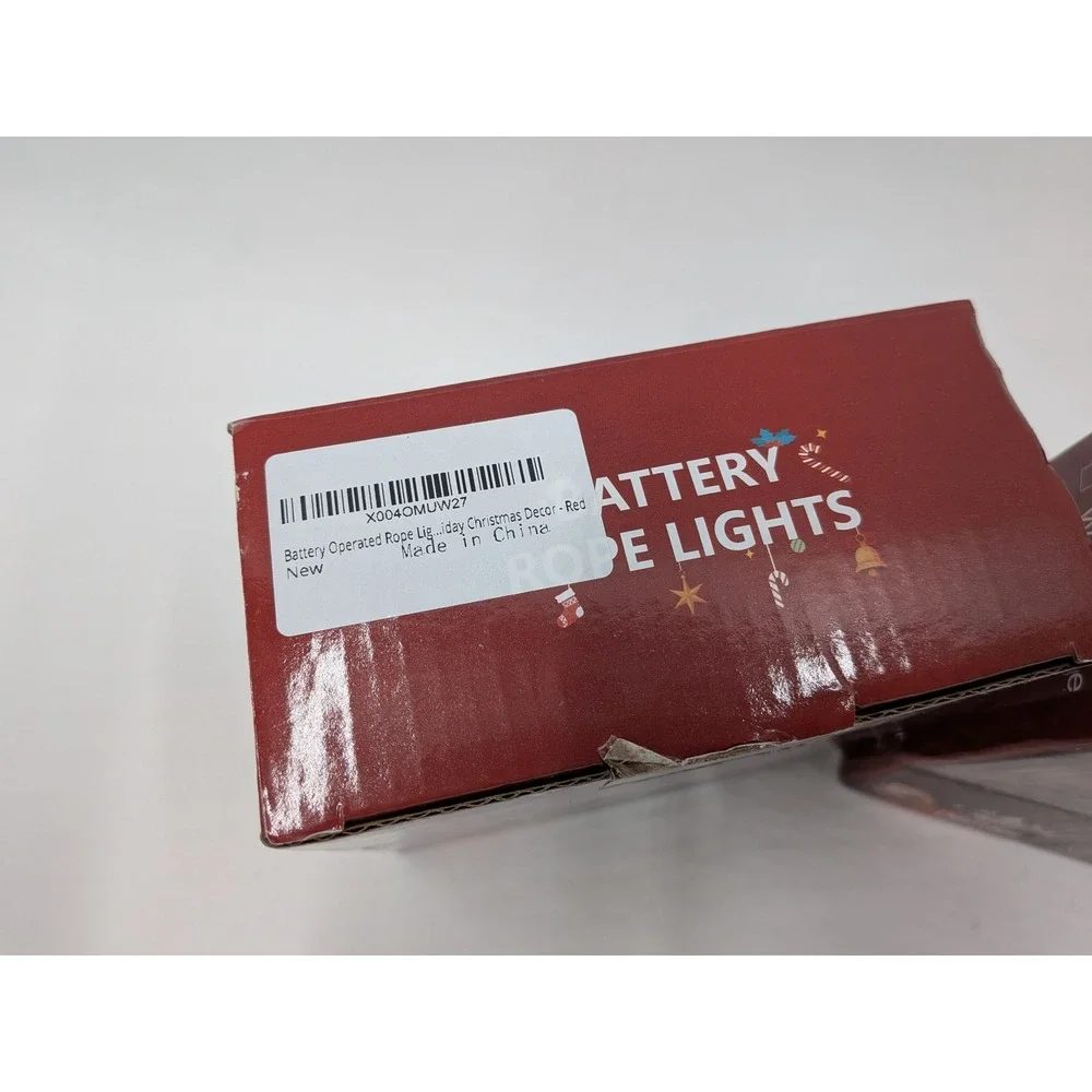 Lot of 2 LED Rope Lights Red & Green 33ft Battery Operated Outdoor Christmas